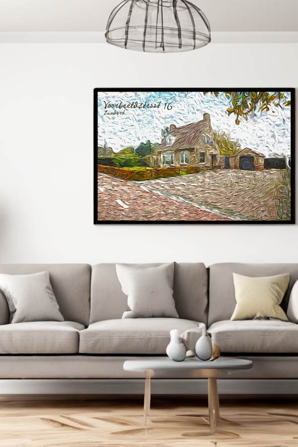 Illustratie van je huis in de stijl van Van Gogh