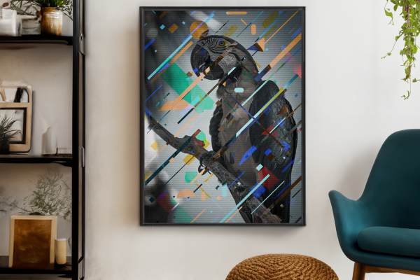 Parrot Friend canvas met baklisjt anaglytch effect