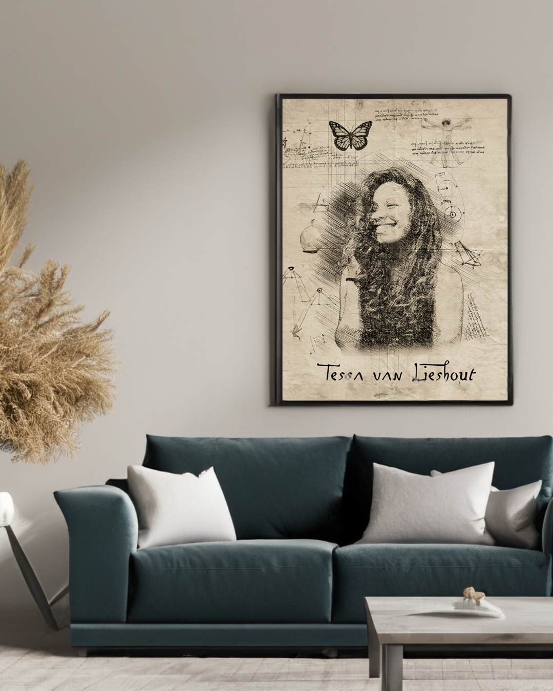 Portret met lijst in de stijl van Da Vinci