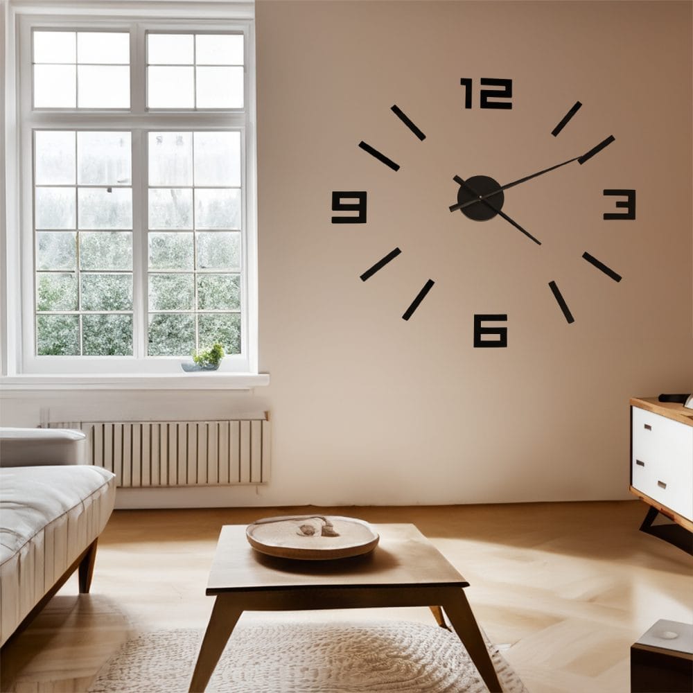 3D-wandklok modern XXL 100 cm zwart