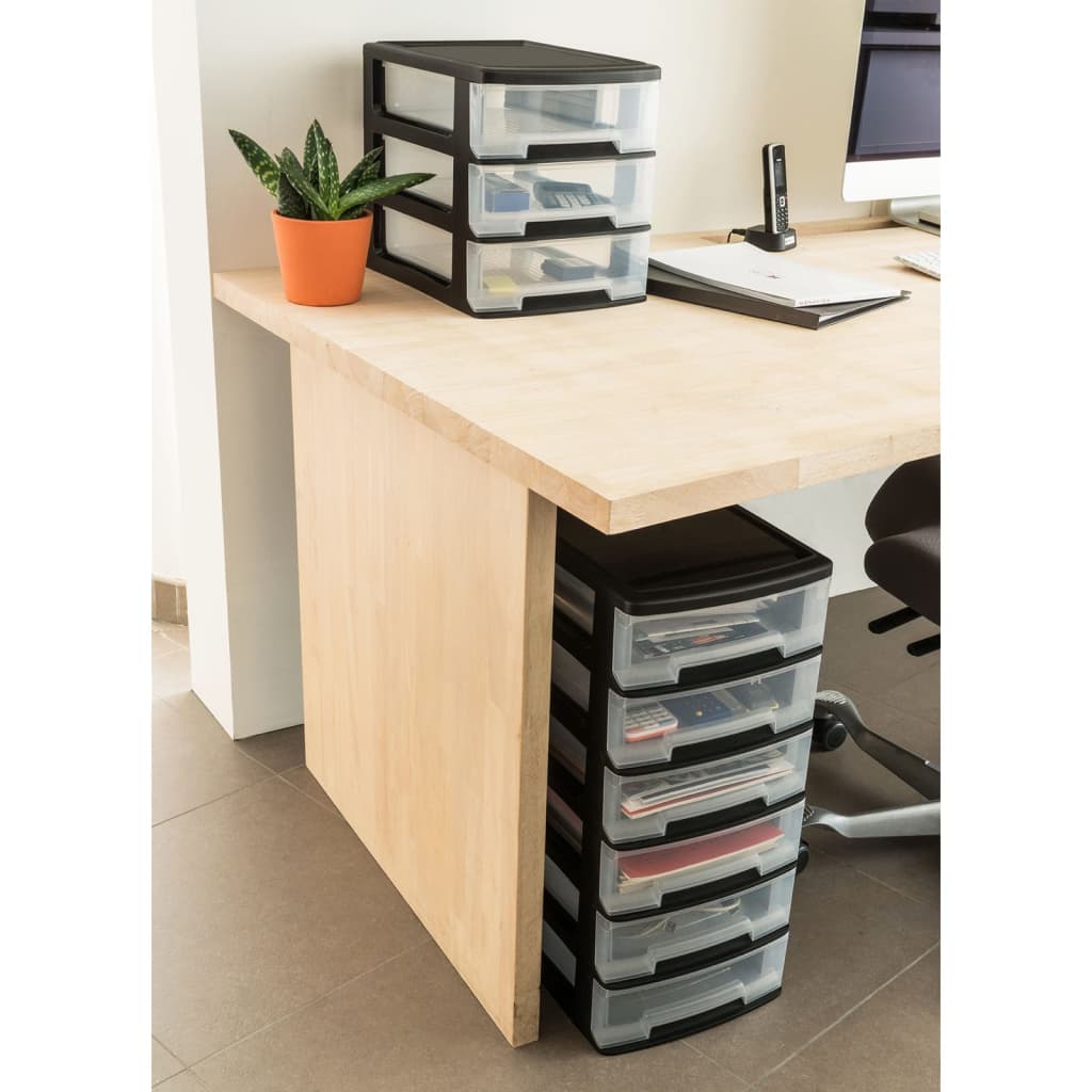 Bureauladeblok Babel A4 3x5 L zwart en transparant - Curver
