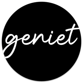 Muurcirkel Zwart 'Geniet'