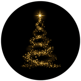 Muurcirkel art 'Golden Christmas tree'