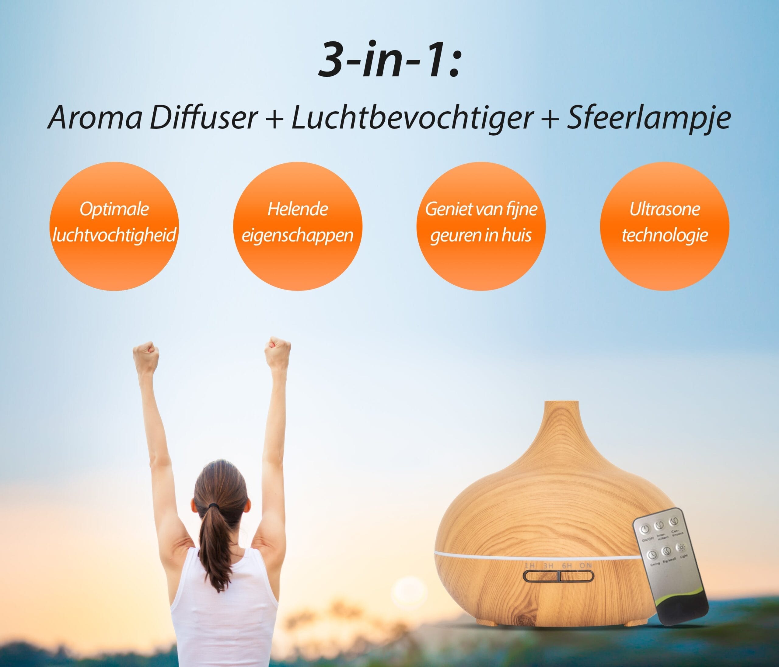 Aroma Diffuser Light Wood Naturel 'Essential Pro' - Afbeelding 3