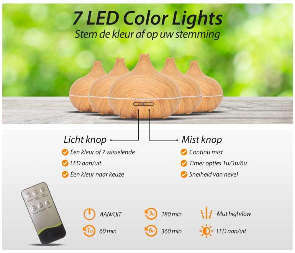 Aroma Diffuser Light Wood Naturel 'Essential Pro' - Afbeelding 8