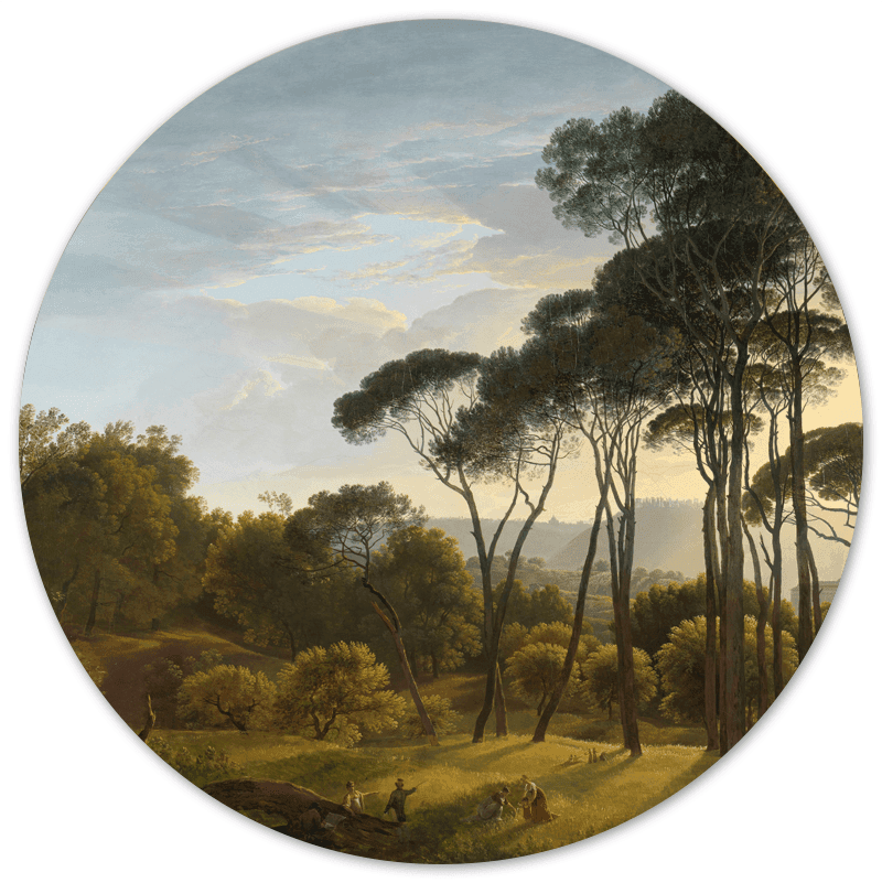 Muurcirkel oude meesters 'Italiaans Landschap Met Parasoldennen' - Hendrik Voogd, 1807