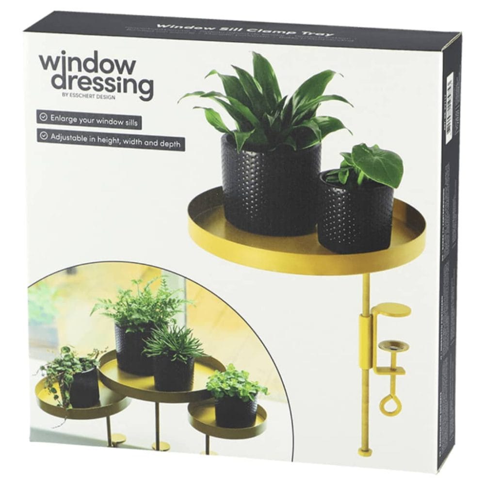 Esschert Design Plantenblad met klem rond L goudkleurig