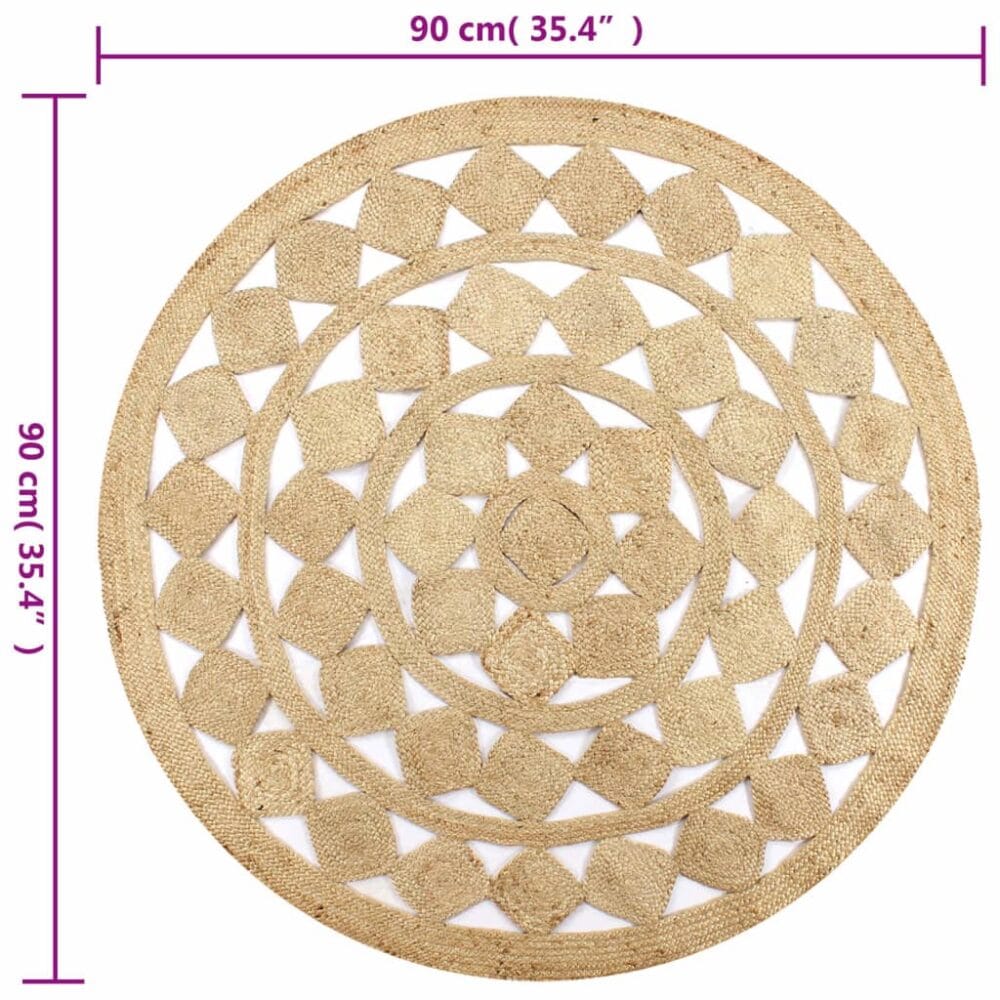 Handgemaakt Vloerkleed Rond Gevlochten Jute met ruitpatroon 'Matching Pattern' - Afbeelding 6