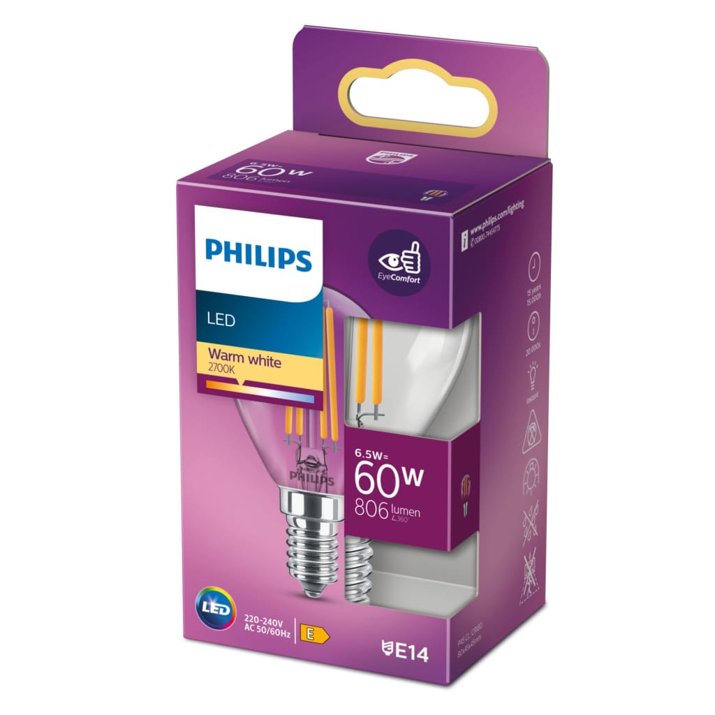 Philips Led Classic 60w E14 Ww P45 Cl Nd Srt4 Verlichting - Afbeelding 3
