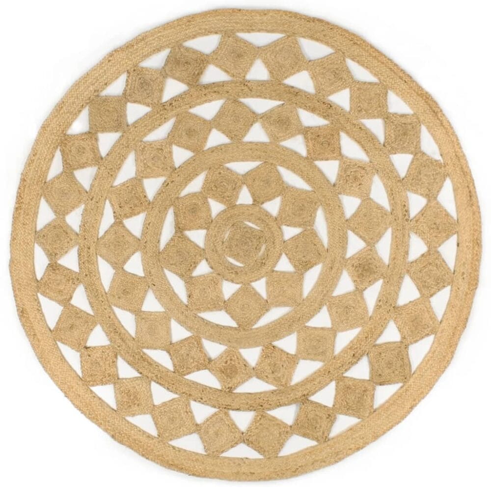 Handgemaakt Vloerkleed Rond Gevlochten Jute met ruitpatroon 'Matching Pattern' - Afbeelding 9