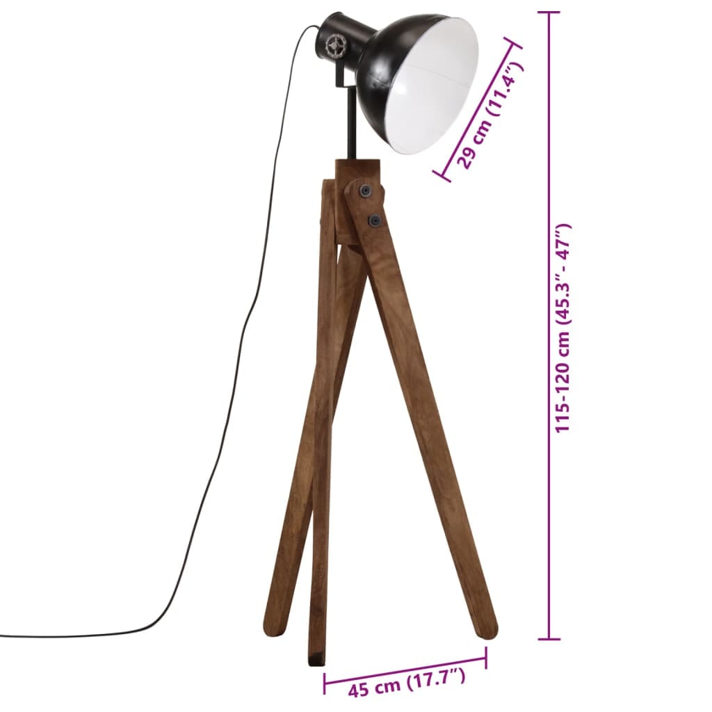 Vloerlamp ijzer en mangohout 45x45x120 - Afbeelding 11