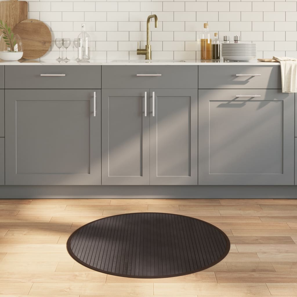Vloerkleed bamboe rond donkerbruin