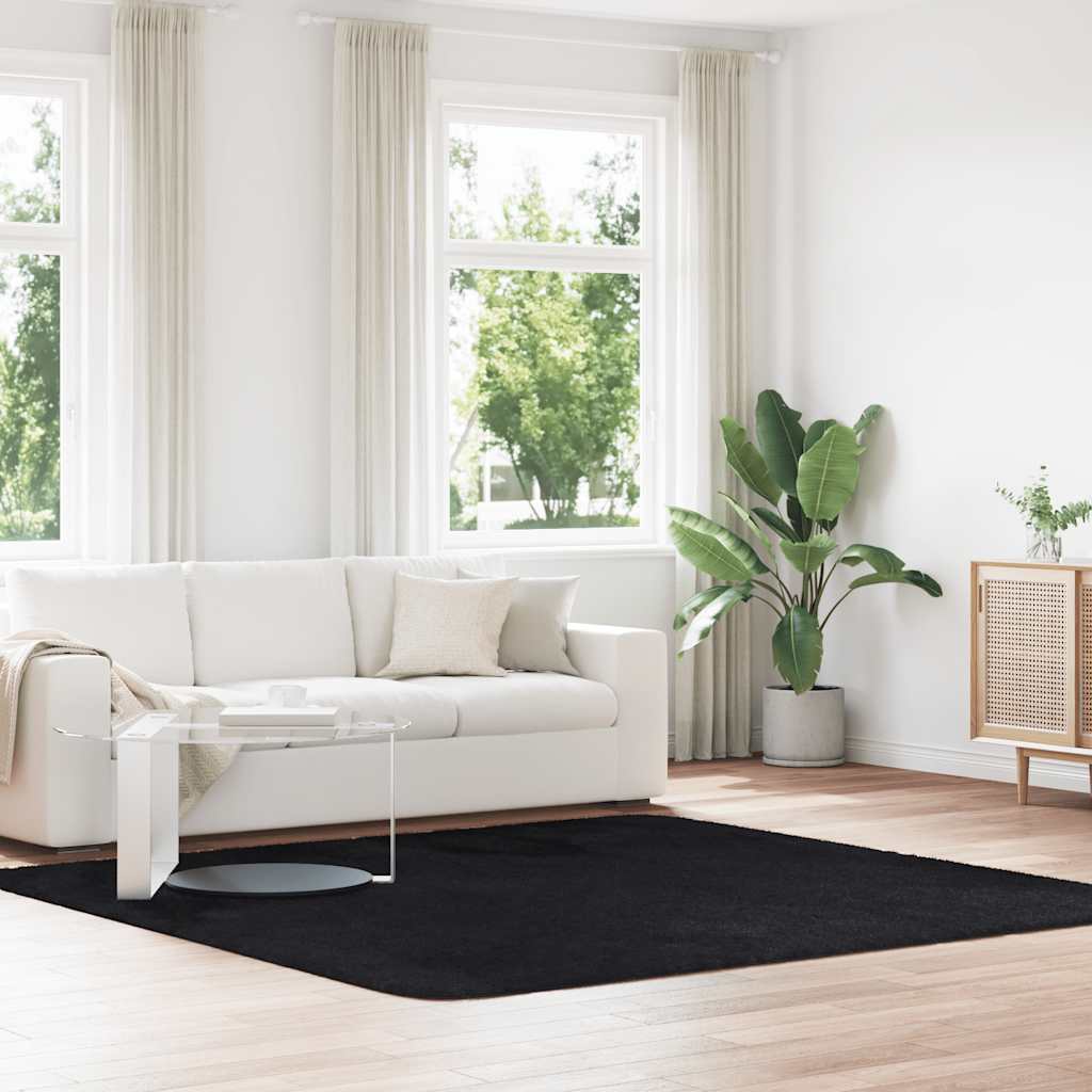 Hoogpolig Vloerkleed Navarra Polyester Zwart - Afbeelding 19
