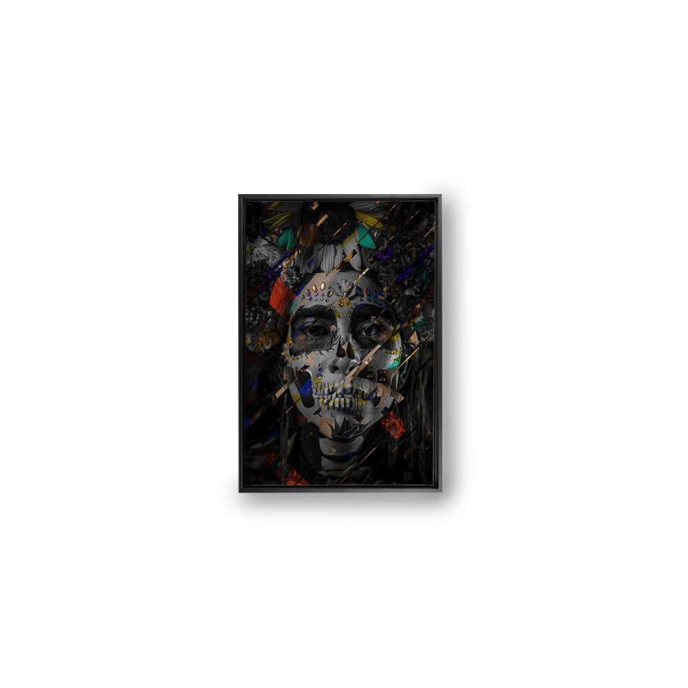 Anaglitch Dia De Los Muertos Canvas met Baklijst