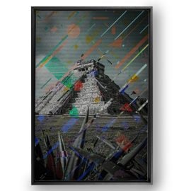 Ancient Mayans - anaglitch kunstwerk op canvas in baklijst