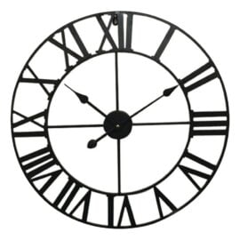 Wandklok 60cm zwart metaal Romeinse cijfers 'Timeless Industry' - Balance