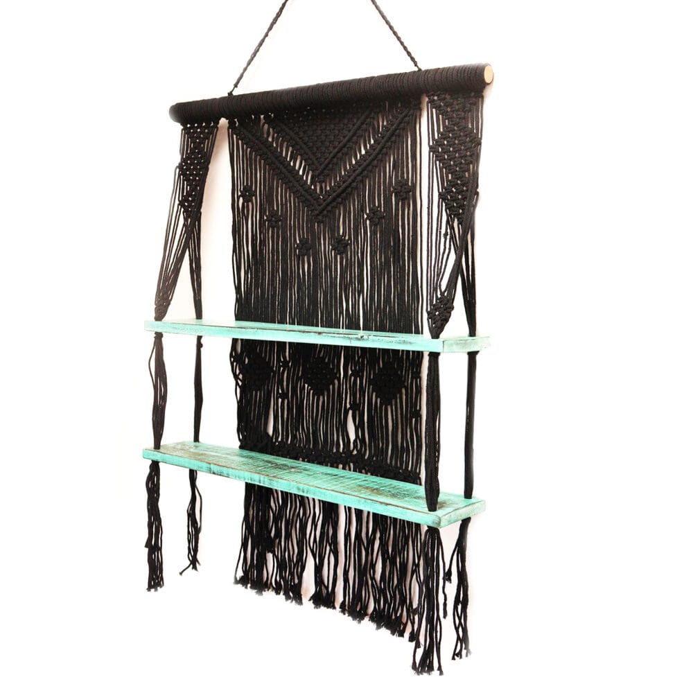 Zwarte macramé hangplanken Turquoise - Afbeelding 8