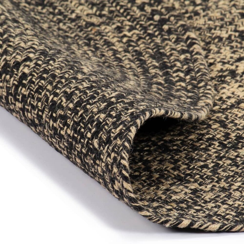 Black is the new natural - handgemaak vloerkleed van jute en katoen -zwart - voor- en achterkant