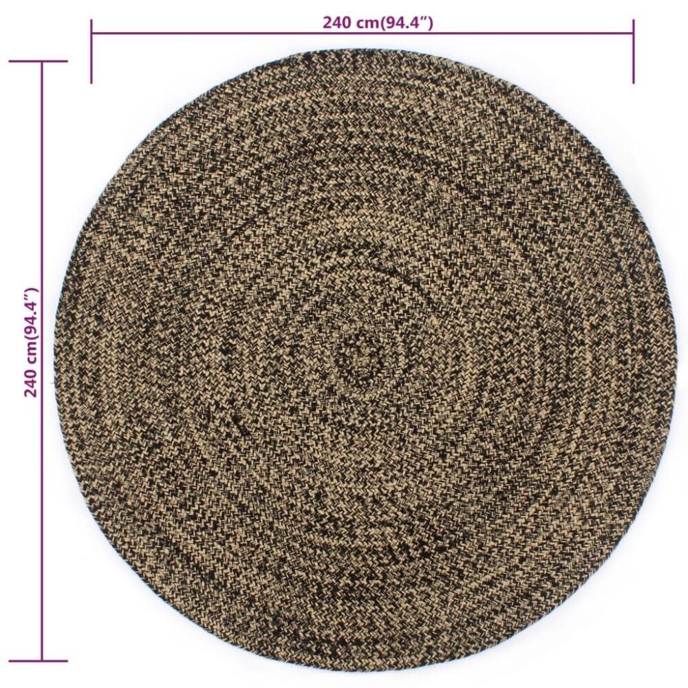 Black is the new natural - handgemaak vloerkleed van jute en katoen -zwart 240 cm