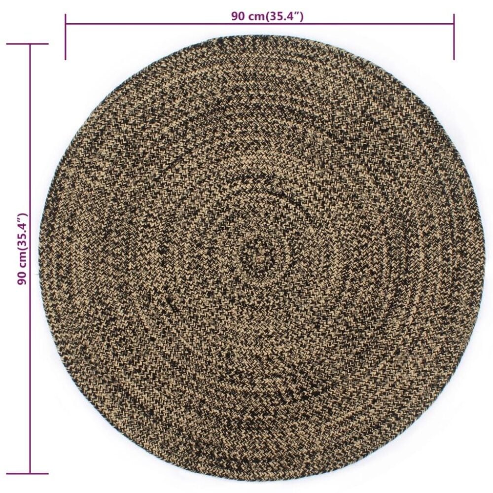 Black is the new natural - handgemaak vloerkleed van jute en katoen -zwart 90 cm
