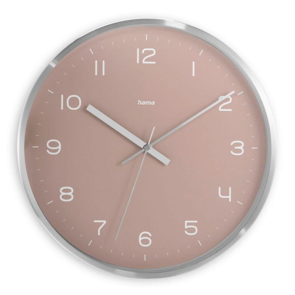 Stille wandklok 30 cm Aluminium/Roze - Hama DCF 'Fidschi'