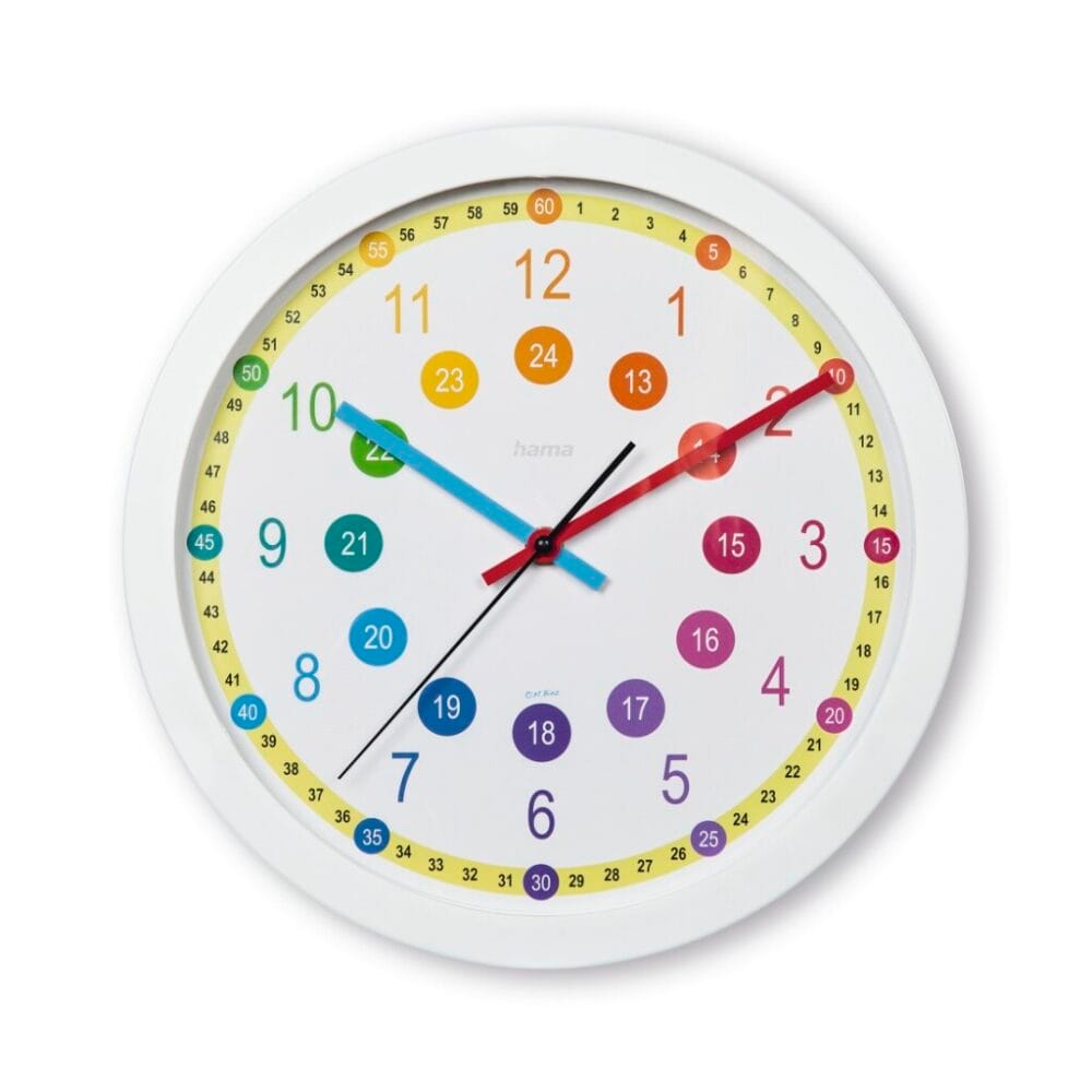 Stille wandklok voor kinderen 30 cm Multicolor/Wit - Hama 'Sal'
