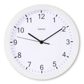 Wandklok geluidloos 25 cm Wit 'Elba'- Hama