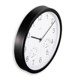 Wandklok geluidloos + Thermo-Hygrometer 30 cm Zwart/Wit 'Santorini' - Hama