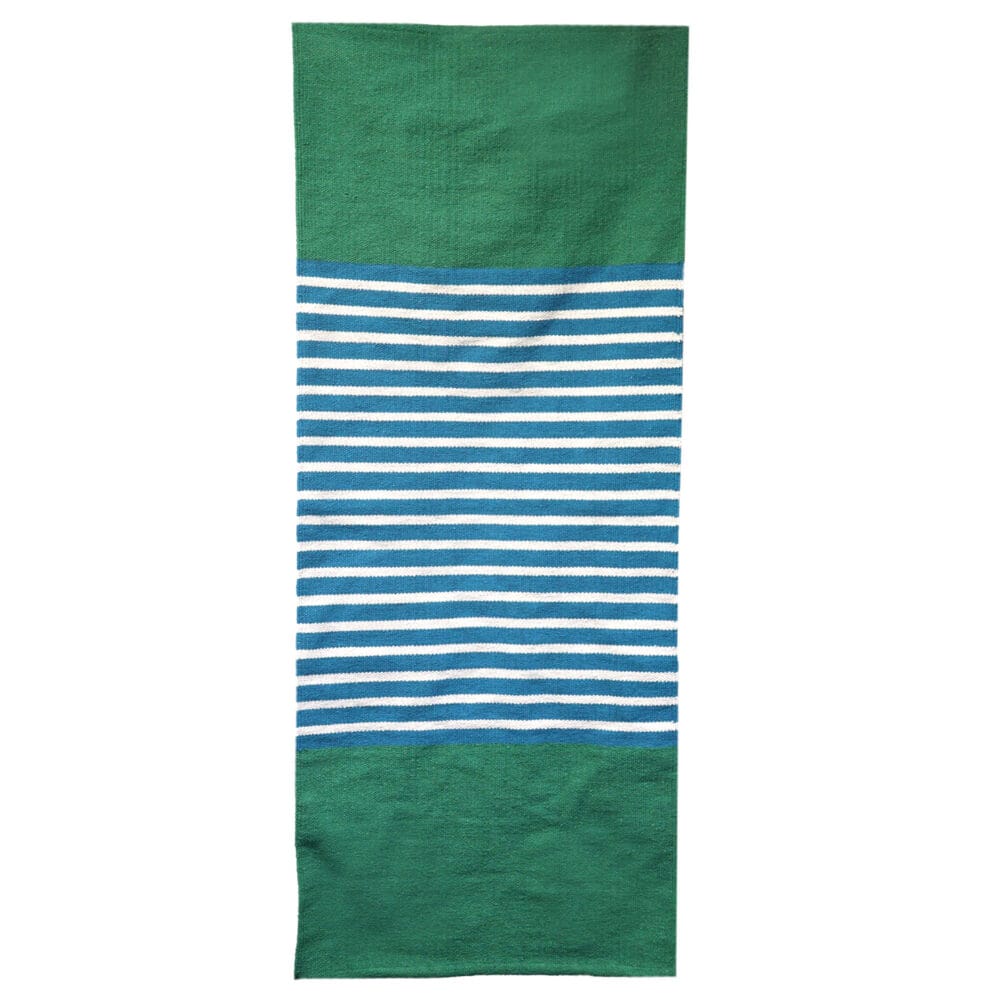 Indiaas katoenen tapijt 70x170cm Blauw Groen 'Maudi' - Afbeelding 3