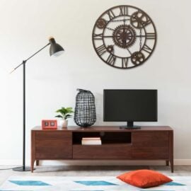 Machine Storm - wandklok 80 cm metaal bruin - Tandwielen ontwerp - sfeerbeeld