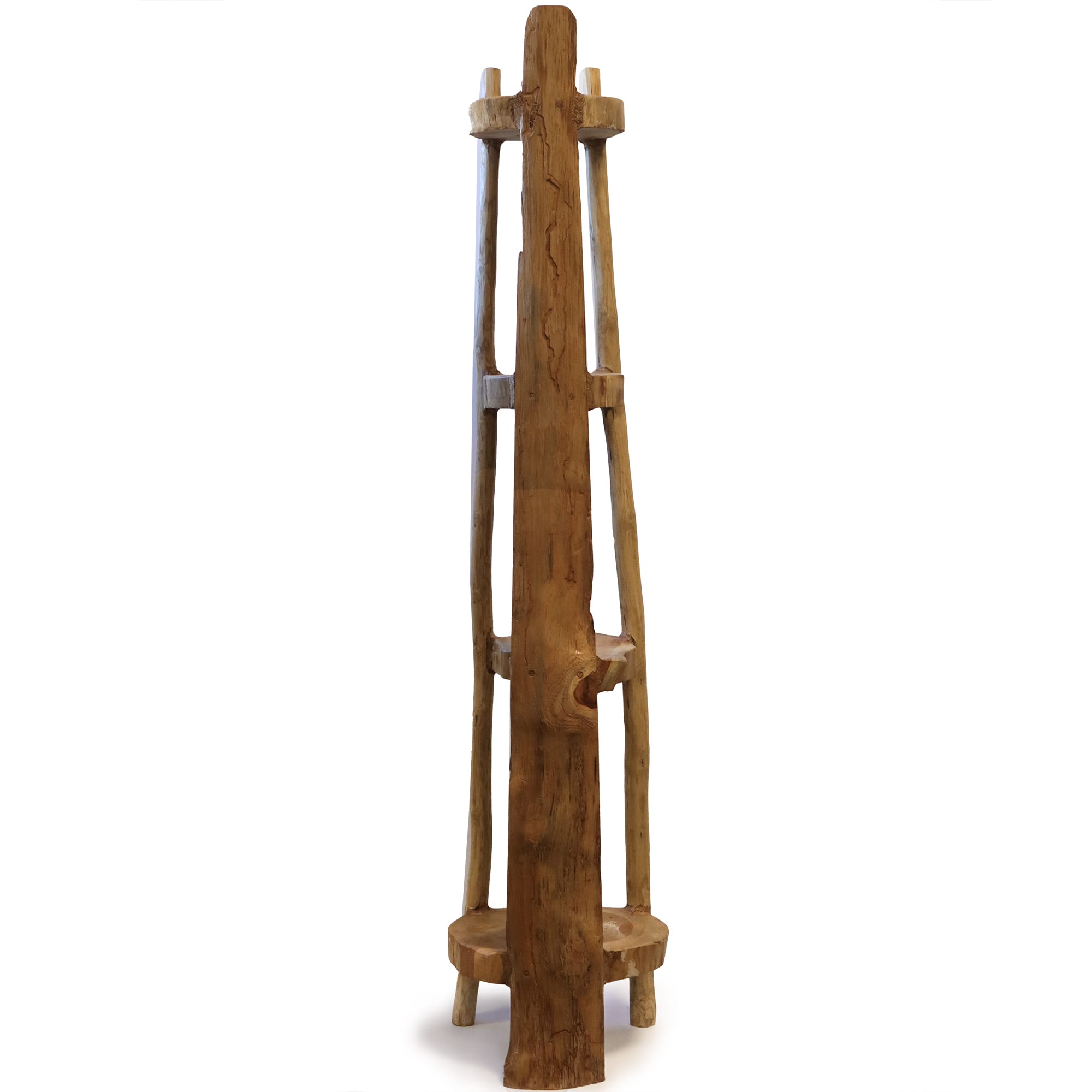 Hoekmeubel van natuurlijk teakhout met 4 planken - 135 cm hoog - Afbeelding 3