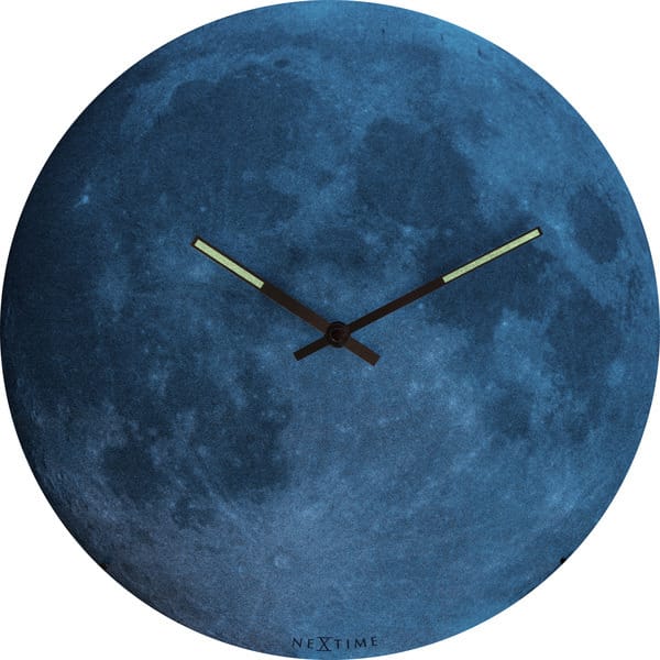 Wandklok 35cm bol glas 'Blue Moon Dome' - NeXtime - Afbeelding 2