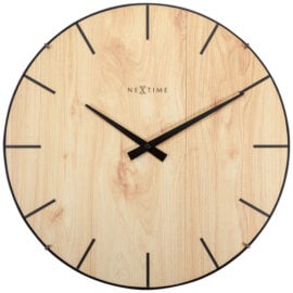 Wandklok 35cm houtlook Kunststof Lichtbruin 'Edge-Wood-Dome' - NeXtime