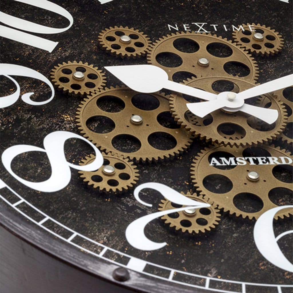 Wandklok 50cm met Bewegende Tandwielen Zwart 'Henry'- NeXtime - Afbeelding 5
