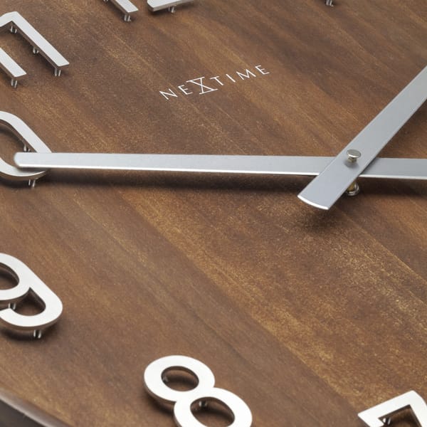 Grote Wandklok 50cm geluidloos Walnoothout bruin - 'Precious' NeXtime - Afbeelding 5