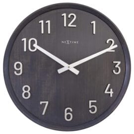 Grote Wandklok 50cm Geluidloos Walnoothout Zwart 'Precious' - NeXtime