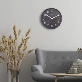Grote Wandklok 50cm Geluidloos Walnoothout Zwart 'Precious' - NeXtime