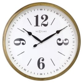Wandklok landelijk 40cm geluidloos Wit/Goud 