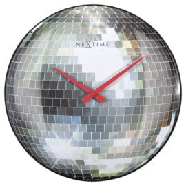 Wandklok stil 35cm Discobal Koepelvormig Glas - 'Disco Inferno' - NeXtime