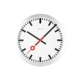 Wandklok 19cm Geborsteld Aluminium Wit zonder cijfers ‘Station’ – NeXtime