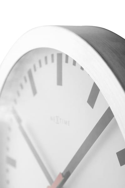 Wandklok 19cm Geborsteld Aluminium Wit zonder cijfers ‘Station’ – NeXtime - Afbeelding 9