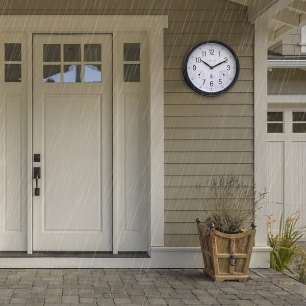 Buitenklok met Thermo- en Hydrometer 23cm Zwart Wit 'Jasmine' - NeXtime - Afbeelding 9