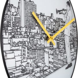 Wandklok 40cm Grafische Print Wit 'Trumpet City' - NeXtime