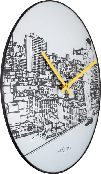 Wandklok 40cm Grafische Print Wit 'Trumpet City' - NeXtime - Afbeelding 2