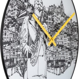 Wandklok 40cm Grafische Print Wit 'Sax City'  - NeXtime