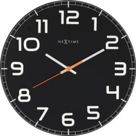 Wandklok 30cm Glas Zwart 'Classy Round' - NeXtime