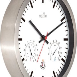 Wandklok + Weerstation 25cm Wit RC Aluminium - NeXtime