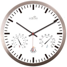 Wandklok + Weerstation 25cm Wit RC Aluminium - NeXtime