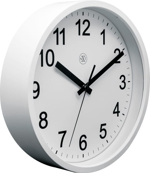 Wandklok 25cm Kunststof Wit 'NeXt Generation' - NeXtime - Afbeelding 2