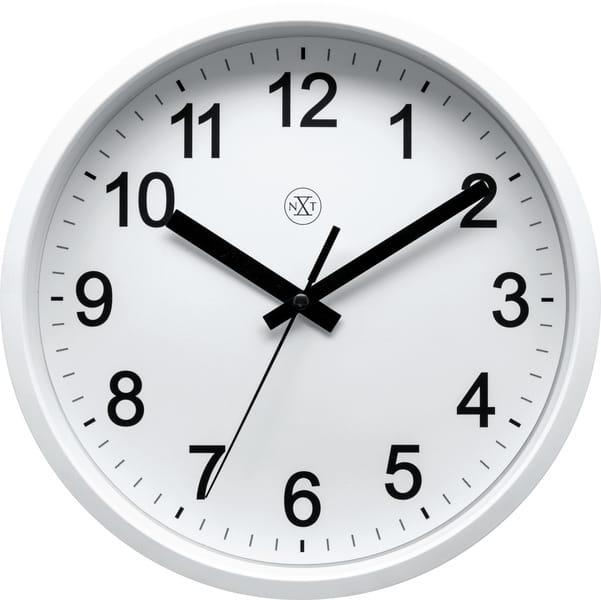Wandklok 25cm Kunststof Wit 'NeXt Generation' - NeXtime